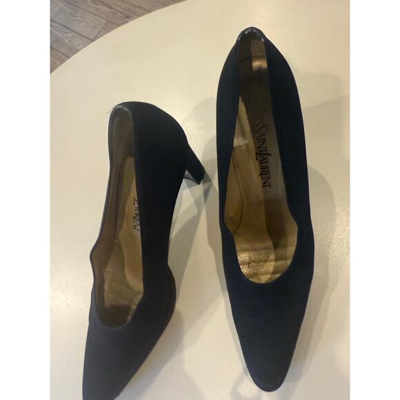 Vintage Yves Saint Laurent Black Platform Heel Pumps Size 8 - Picture 4 of 10